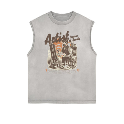 Abstract Artistic Pattern Sleeveless Tee