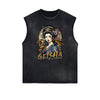 Distressed Sleeveless Japanese Ukiyo Pattern Tee