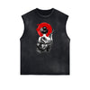 Distressed Sleeveless Japanese Ukiyo Pattern Tee