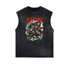 Distressed Sleeveless Japanese Ukiyo Pattern Tee