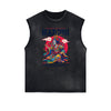 Distressed Sleeveless Japanese Ukiyo Pattern Tee