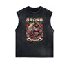 Distressed Sleeveless Japanese Ukiyo Pattern Tee