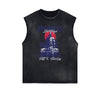 Distressed Sleeveless Japanese Ukiyo Pattern Tee