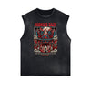 Distressed Sleeveless Japanese Ukiyo Pattern Tee