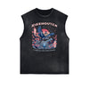 Distressed Sleeveless Japanese Ukiyo Pattern Tee