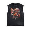 Distressed Sleeveless Japanese Ukiyo Pattern Tee