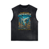 Distressed Sleeveless Japanese Ukiyo Pattern Tee