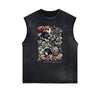 Distressed Sleeveless Japanese Ukiyo Pattern Tee