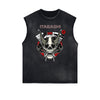 Distressed Sleeveless Japanese Ukiyo Pattern Tee