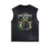 Distressed Sleeveless Japanese Ukiyo Pattern Tee