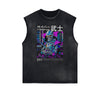 Distressed Sleeveless Sci-Fi & Futurism Pattern Tee