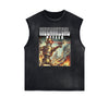 Distressed Sleeveless Sci-Fi & Futurism Pattern Tee