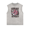 Distressed Sleeveless Street Fashion Pattern Tee