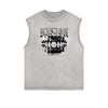 Distressed Sleeveless Street Fashion Pattern Tee