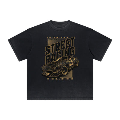 Thick Faded Street Fashion Graphic Tee