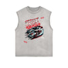 Distressed Sleeveless Street Fashion Pattern Tee