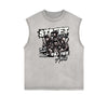 Distressed Sleeveless Street Fashion Pattern Tee