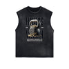 Distressed Sleeveless Fitness Pattern Tee