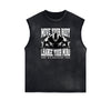 Distressed Sleeveless Fitness Pattern Tee