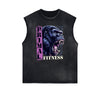 Distressed Sleeveless Fitness Pattern Tee