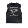 Distressed Sleeveless Fitness Pattern Tee