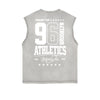 Retro Sporty Style Distressed Sleeveless Pattern Tee