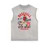 Retro Sporty Style Distressed Sleeveless Pattern Tee