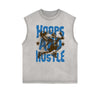 Distressed Sleeveless Graffiti Style Pattern Tee