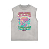 Distressed Sleeveless Skull Pattern Tee