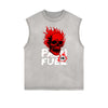 Distressed Sleeveless Skull Pattern Tee