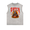 Distressed Sleeveless Skull Pattern Tee