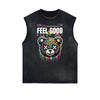 Distressed Sleeveless Splash Ink Graphic Tee