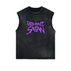 Distressed Sleeveless Splash Ink Graphic Tee