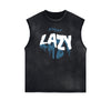 Distressed Sleeveless Splash Ink Graphic Tee