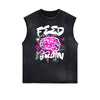 Distressed Sleeveless Splash Ink Graphic Tee