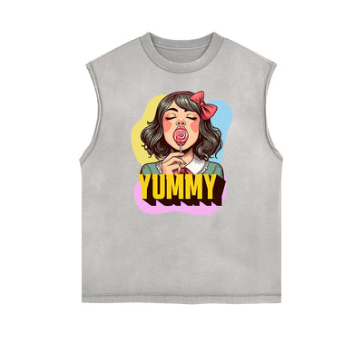 Frayed Edge Playful Cartoon Graphic Tank