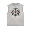 Distressed Sleeveless Fallen Angel Pattern Tee