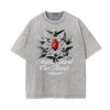 Stone Wash Fallen Angel Pattern T Shirt