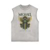 Distressed Sleeveless Fallen Angel Pattern Tee