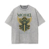 Stone Wash Fallen Angel Pattern T Shirt