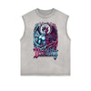 Distressed Sleeveless Fallen Angel Pattern Tee