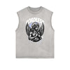 Distressed Sleeveless Fallen Angel Pattern Tee