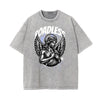 Stone Wash Fallen Angel Pattern T Shirt