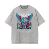 Stone Wash Fallen Angel Pattern T Shirt