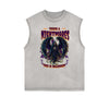 Distressed Sleeveless Fallen Angel Pattern Tee