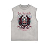 Distressed Sleeveless Fallen Angel Pattern Tee