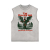 Distressed Sleeveless Fallen Angel Pattern Tee