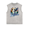 Distressed Sleeveless Fallen Angel Pattern Tee