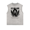 Distressed Sleeveless Fallen Angel Pattern Tee