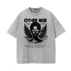 Stone Wash Fallen Angel Pattern T Shirt